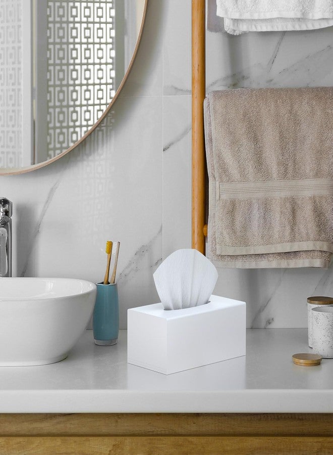 SILUT Tissue Box Cover Rectangle, Tissue Box Holder Decorative, Acrylic Tissue Box Cover, Tissue Holder for Bathroom, Home, Restaurant, Kitchen - Matte White - Image 2